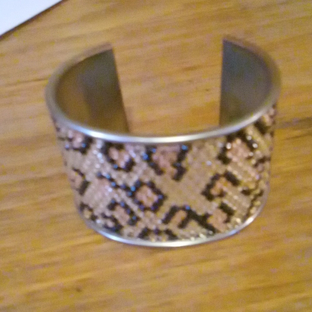 Rhinestone Cheetah Cuff Bracelet